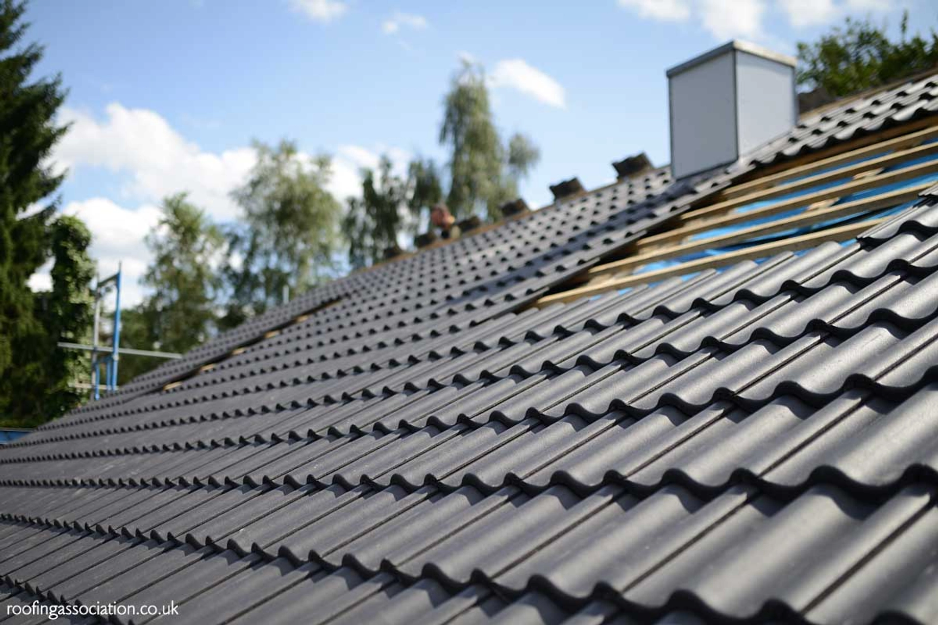 Tiled pitched roof on a home in Pontypool